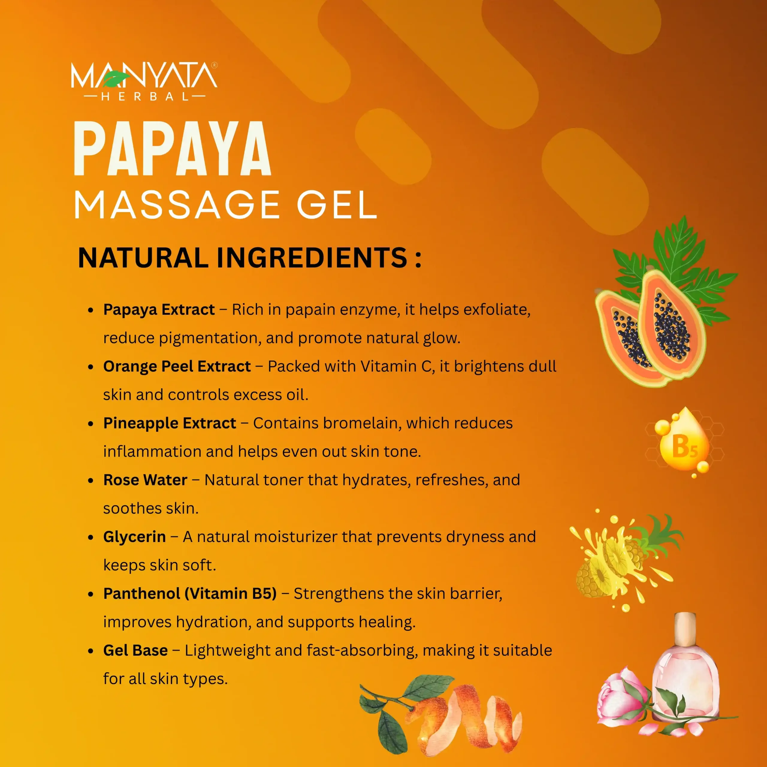 Manyata herbal papaya massage gel Manyata herbal papaya massage gel