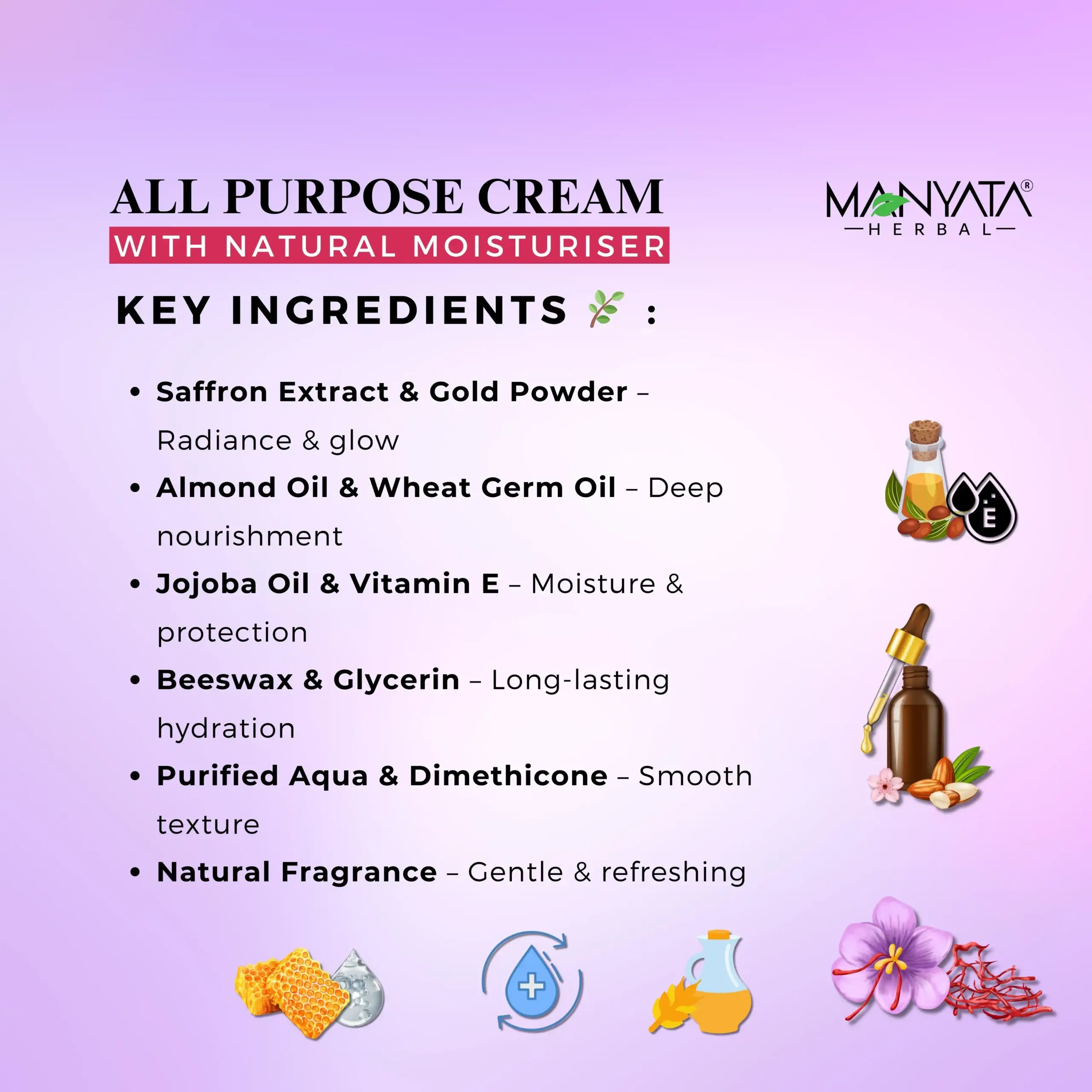 allpcream du 3 Manyata Herbal All Purpose Cream (90g) - Daily Use Moisturizer