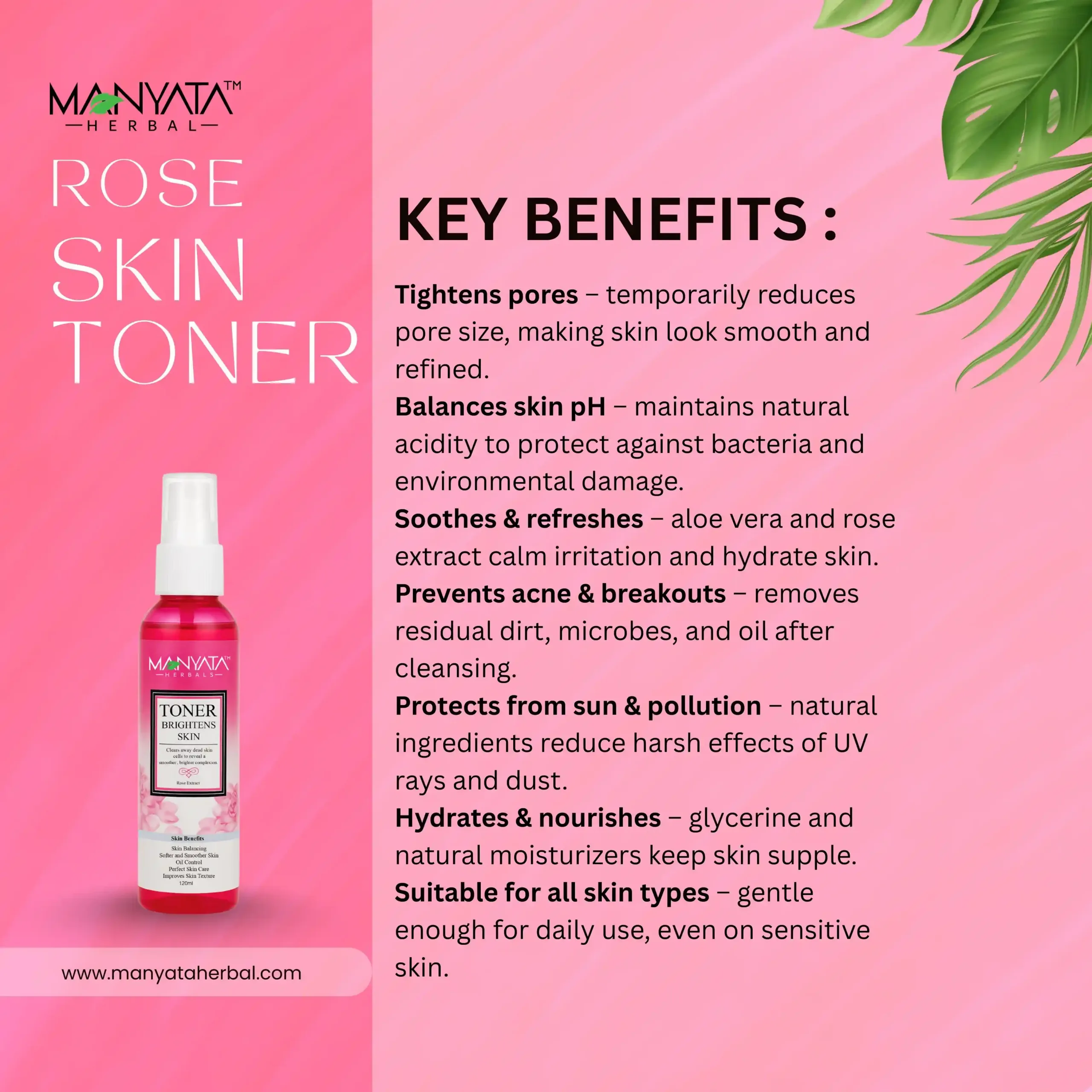 Manyata Rose Toner 2 MAnyata HErbal rose Skin Toner