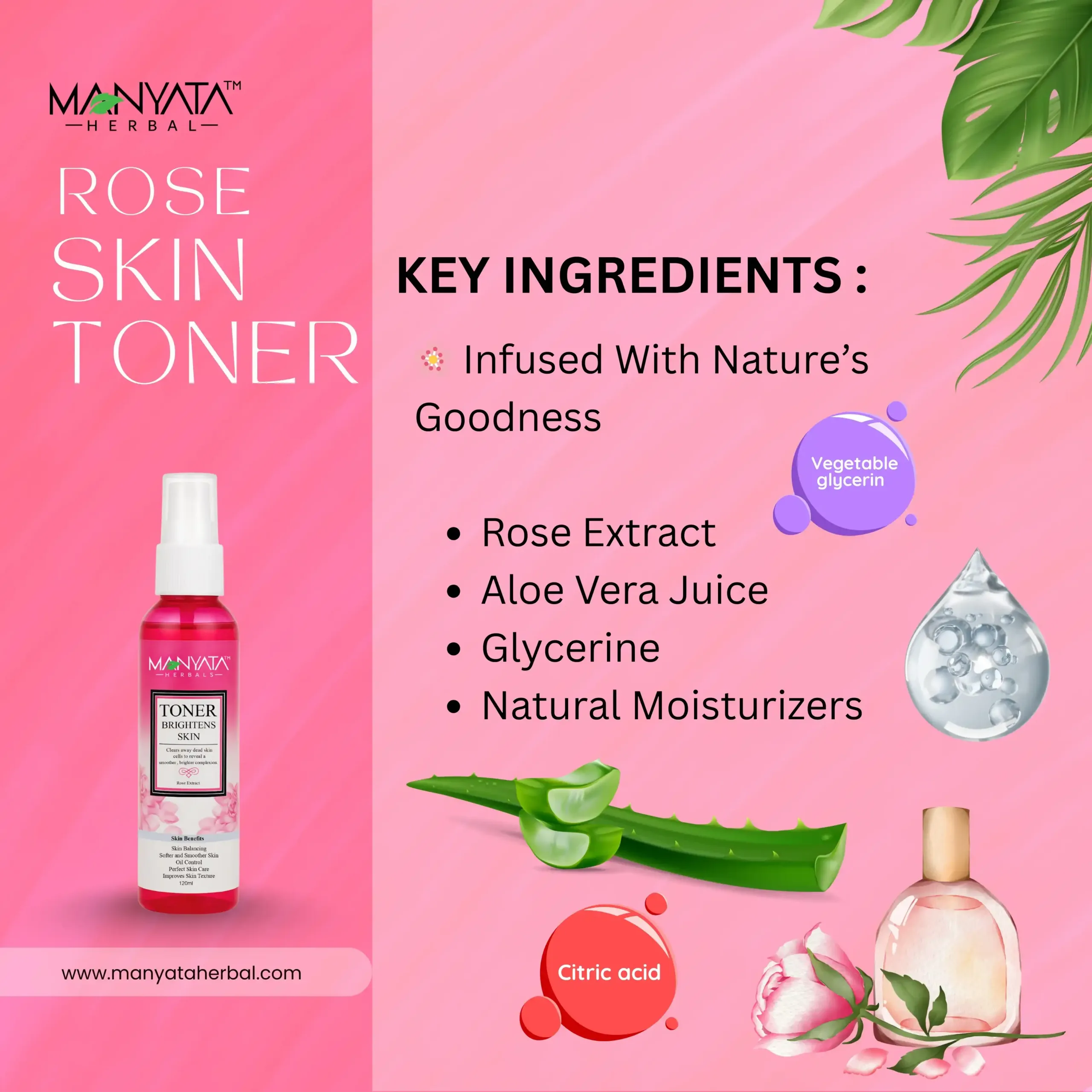 Manyata Rose Toner 3 MAnyata HErbal rose Skin Toner