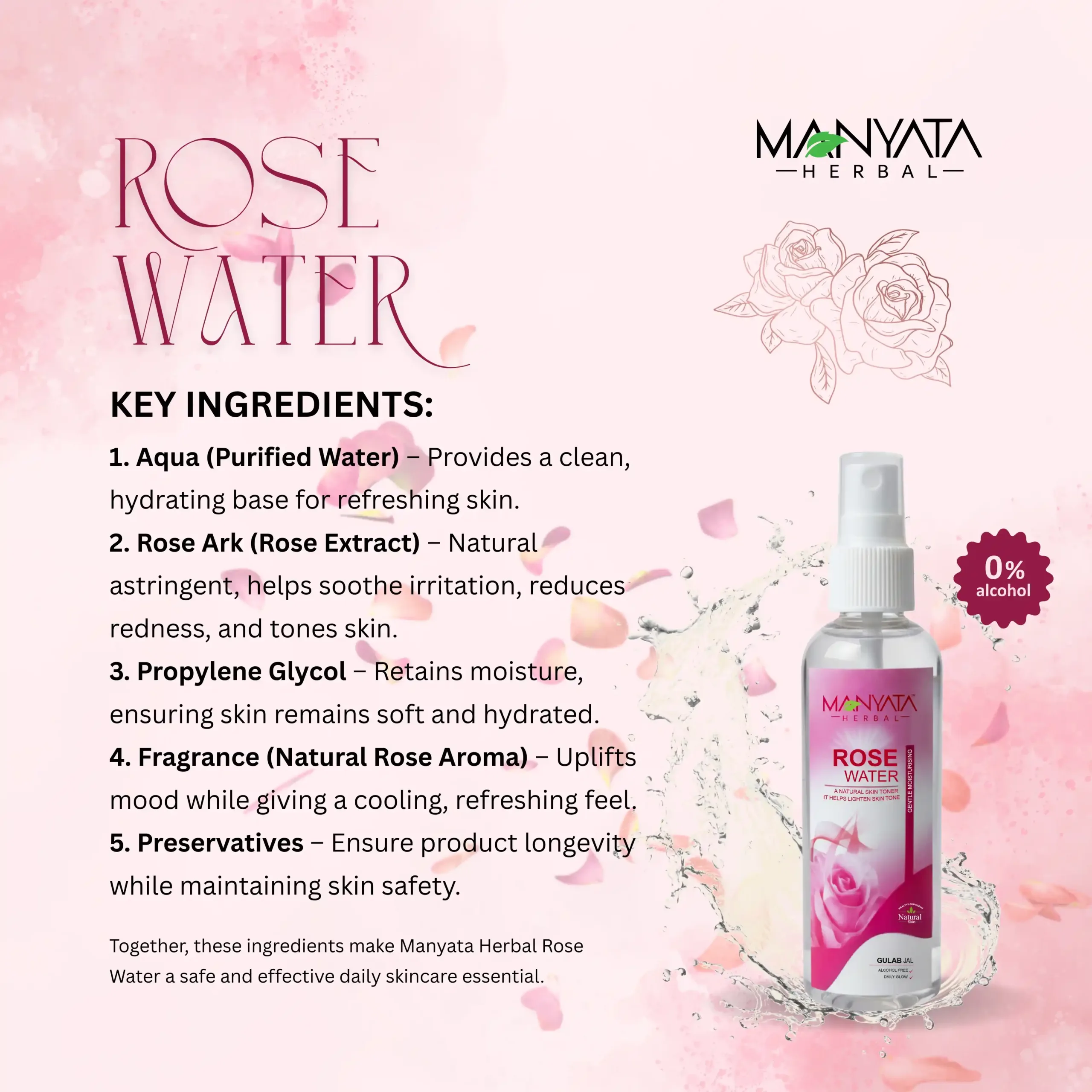 Rose water 3 Manyata Herbal Rose Water