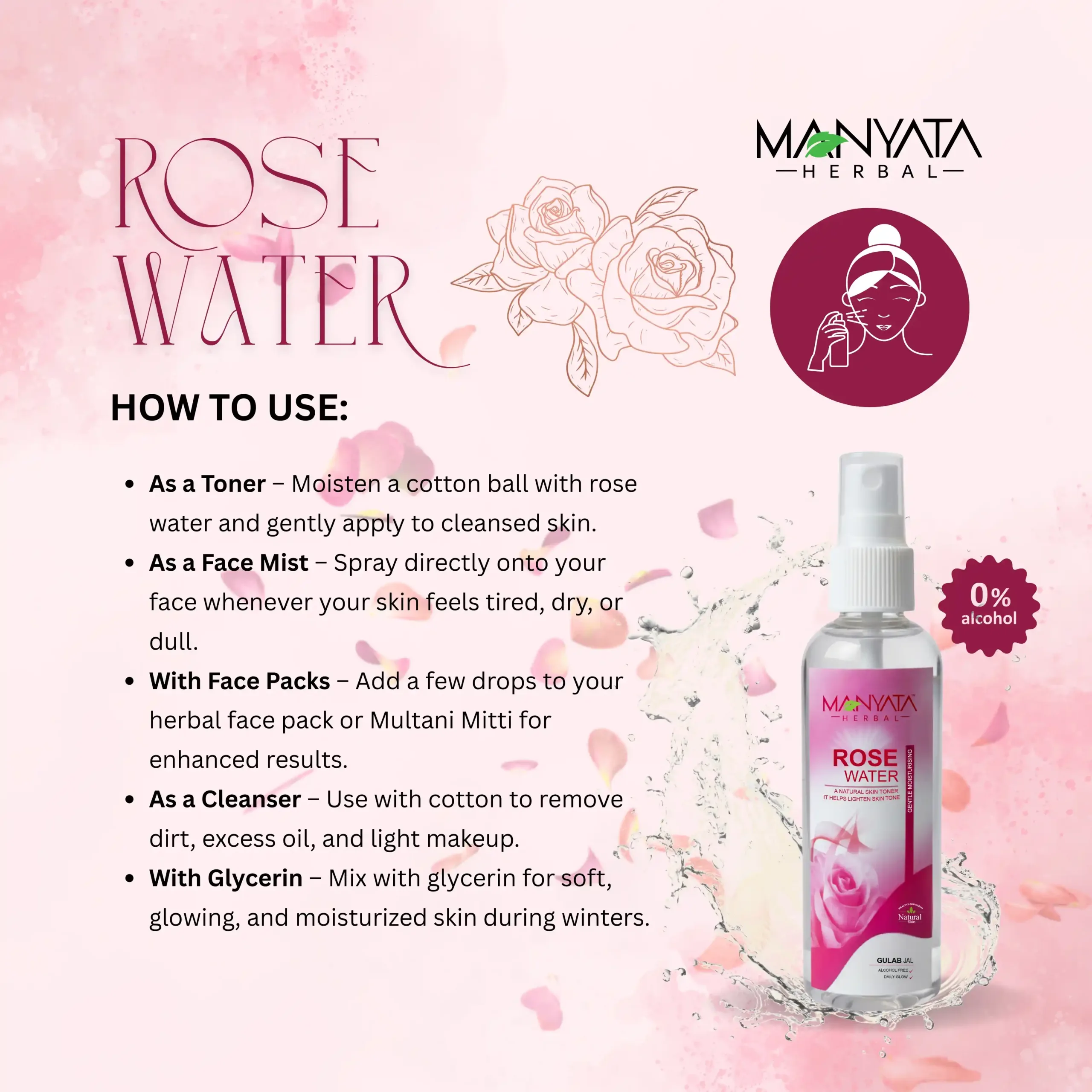 Rose water 4 Manyata Herbal Rose Water